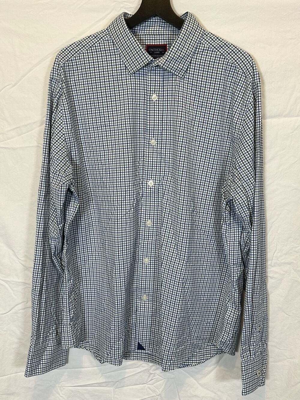 UNTUCKit Erbach Green Plaid Long Sleeve Button Shirt Size Large
